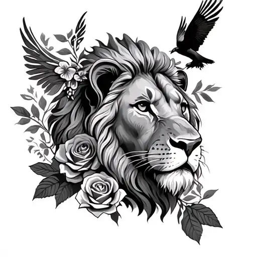 Lion And Roses And Birds And Pirateship