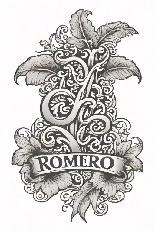 Traditional Hawaiian And Name Romero In Old English Font Tatoo