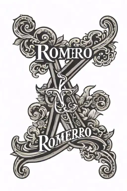 The Word Romero In Old English Font And Traditional Hawaiian Tatooo Style