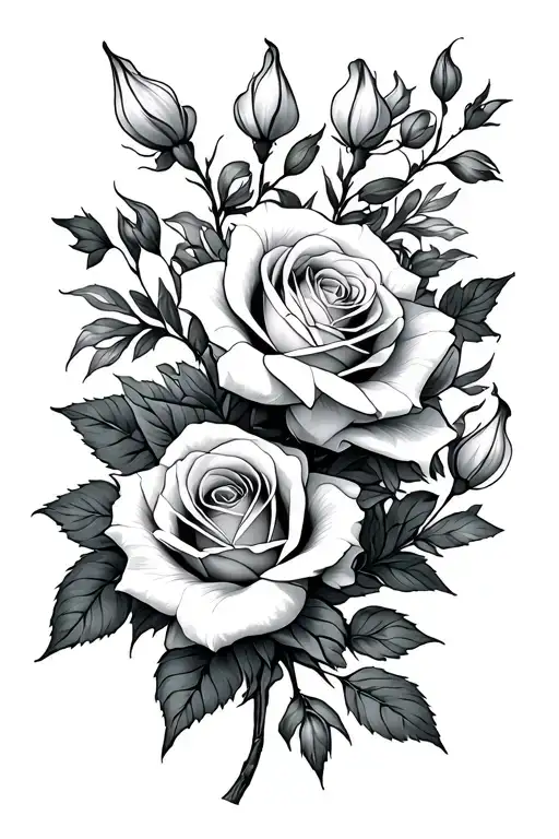 Rose And Gladiolous Flowers Intertwined