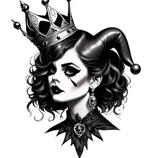 Gangster Female Jester Wearing Crown