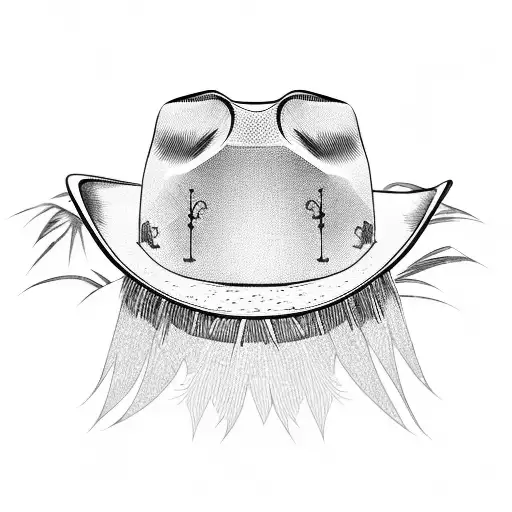 A Cowboy Hat With A Sunset Scene Of Palm Trees And Ocean Waves