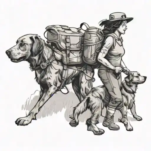 Hiking Image With Dog And Wife