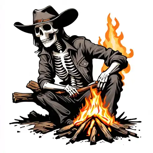 Cowboy Skeleton Campfire