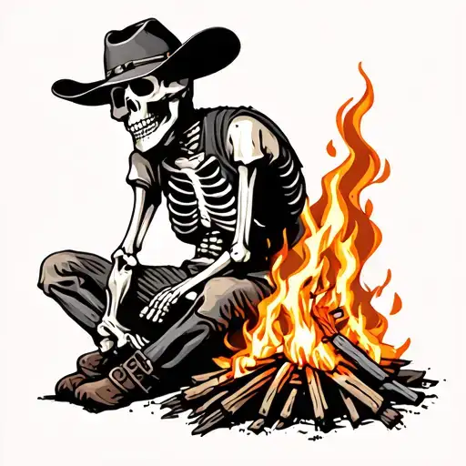 Cowboy Skeleton Campfire