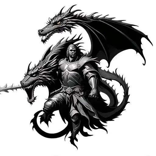 Crusader Fight With Dragon Full Sleeve