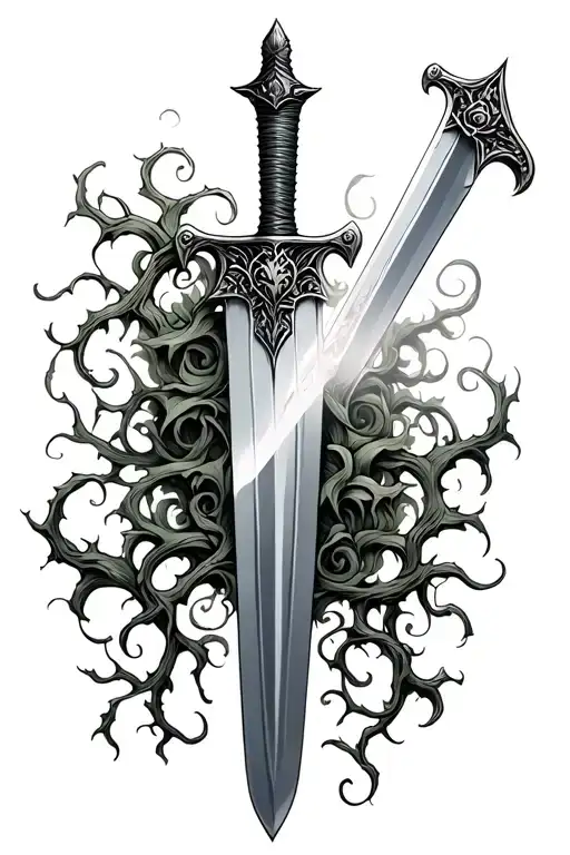 Sword With Vines Growing