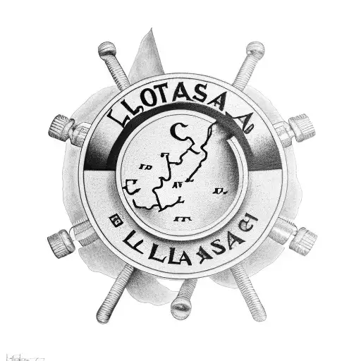 A Black And Grey Tattoo Of A Louisiana State Map With A Barbell In The Center