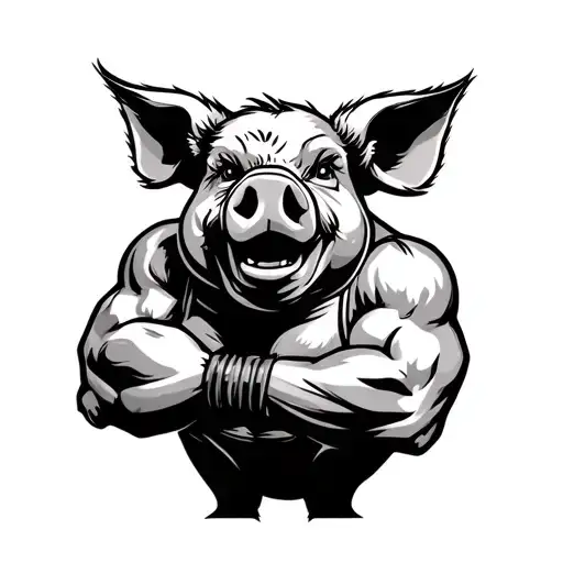 The Animal Pig Flexing In A Wrestling Singlet