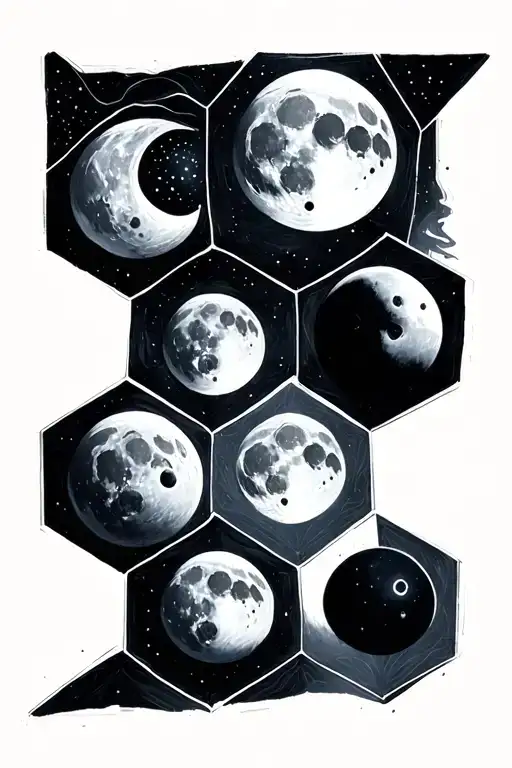 5 Hexagons And Moon Phases Incorporated