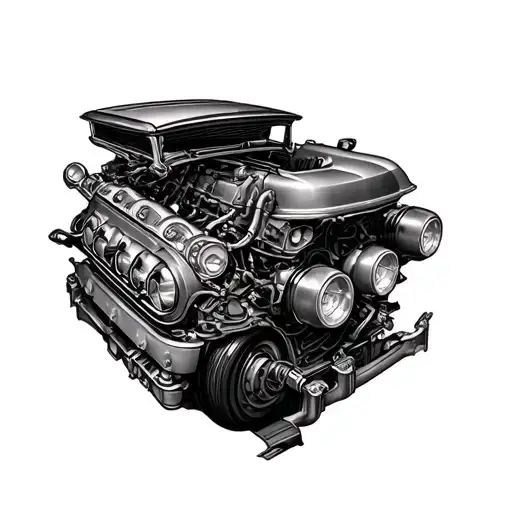 Car Engine Surrounded