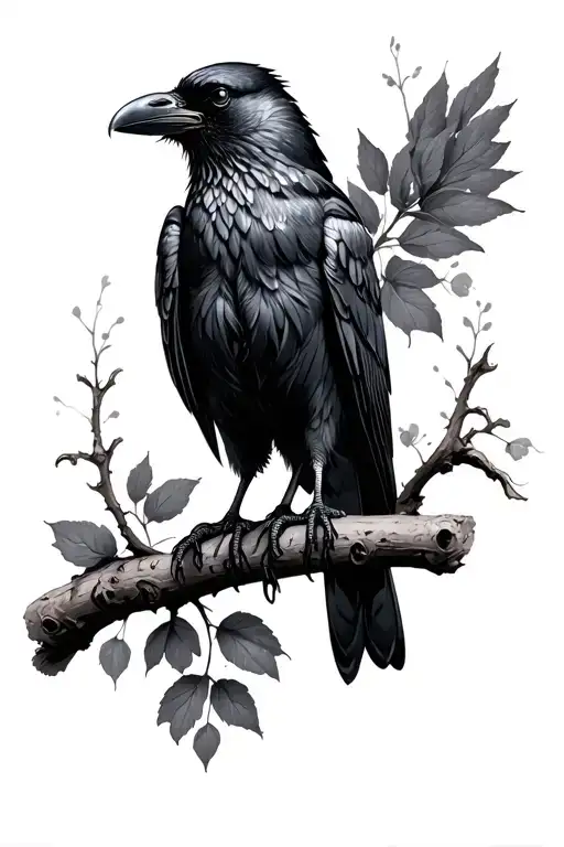 Victorian Raven Perched