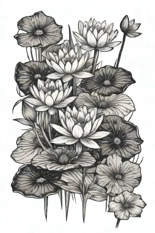 Water Lilies And Daffodiles