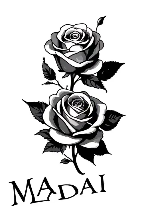 Name Madai With A Rose On The Top