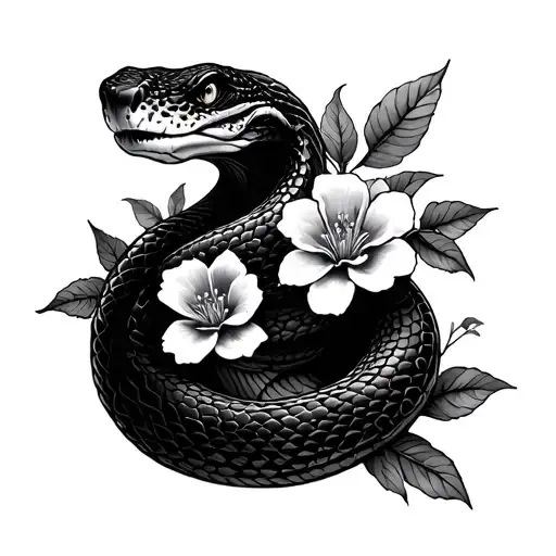 Snake And Flowers
