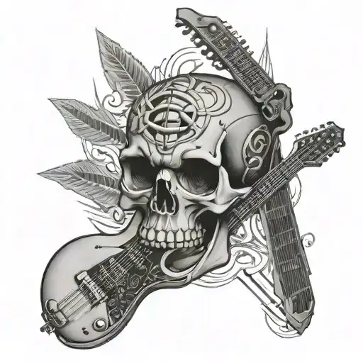 Detailed Skull And Electro Guitar