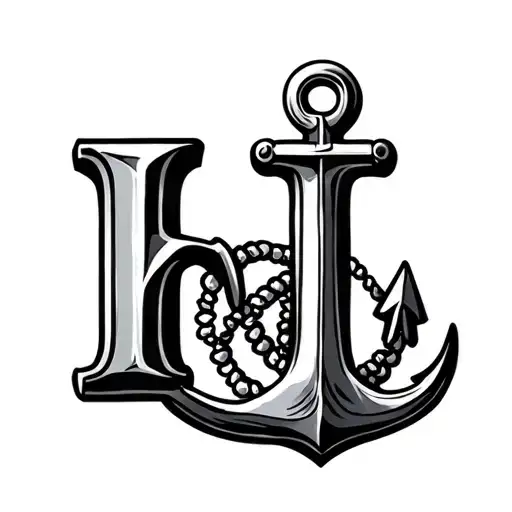 Anchor Tattoo Featureing The Letter H