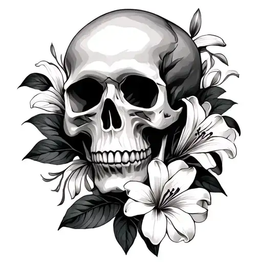 Skull And Lilly Wrapped Around