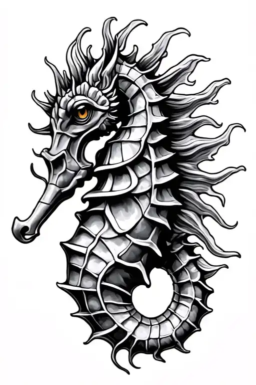 Seahorse With Aries Sign Intertwined