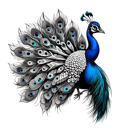 Creat Peacock Tattoo With Illuminati