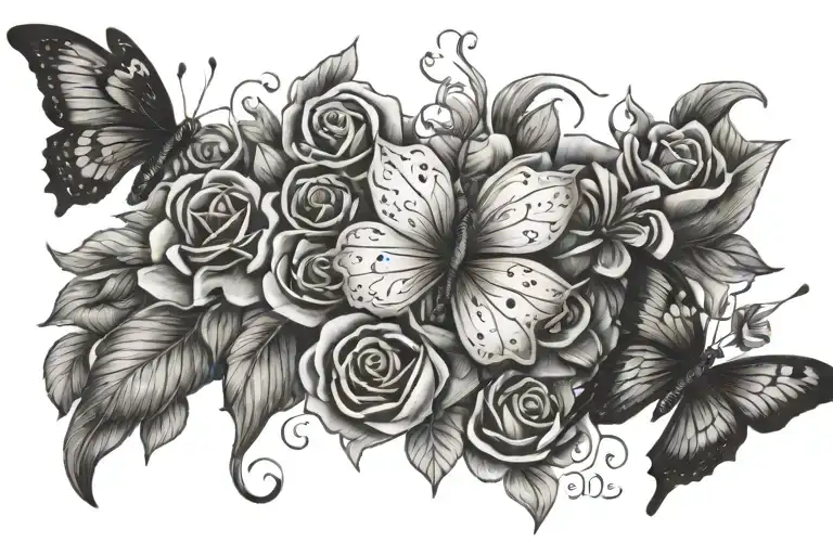 Flowers And Butterflies With Quote 'Not All Who Wander