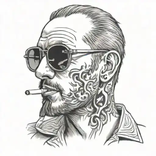 Side View Of Male With Sunglasses Smoking A Cigarette