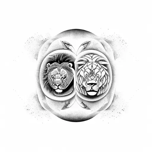 Yin Yang With A Lion Inside The Black Side