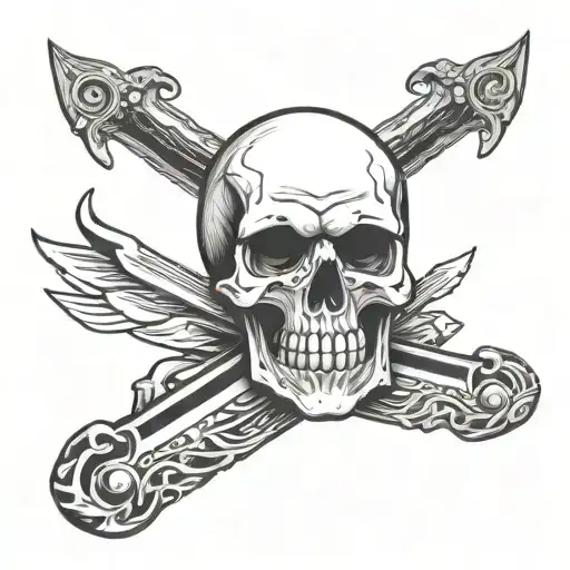 Skull And Knives Sticking