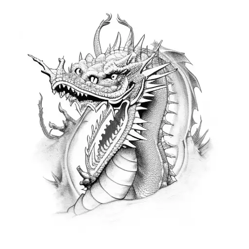 Dragon On A Castle Wall