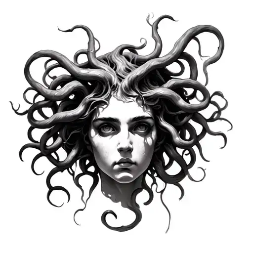 Medusa Face Drawing Style