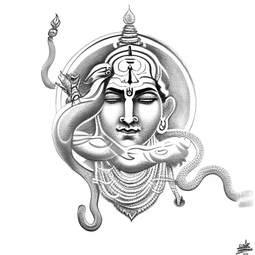 Aesthetic Shiva With Snake Around His Neck