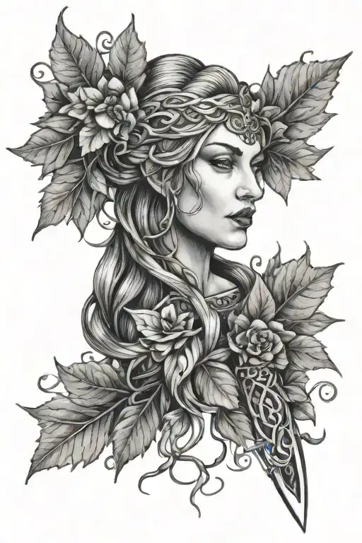 Triple Goddess Hekate Ivy Leaves And Dagger Wrapped