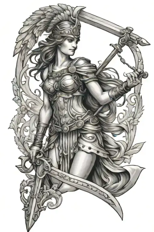 Athena With Sword And Scale Balanced