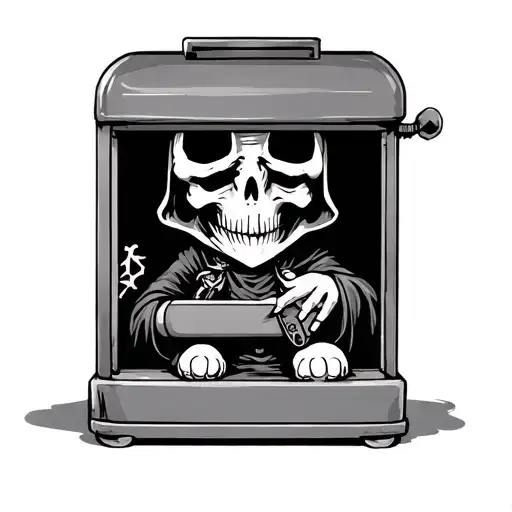 Grim Reaper Playing Stuffed Animal Claw Machine