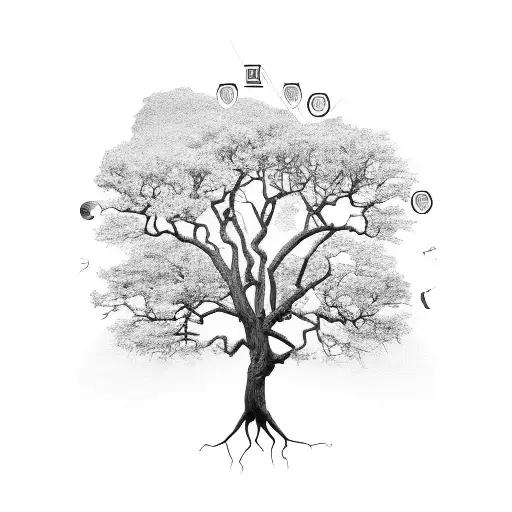 Family Tree With Each Member Represented As A Different Type Of Tree