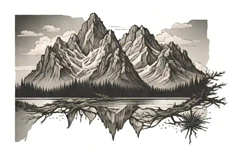 Mountain Landscape Tattoo Featuring