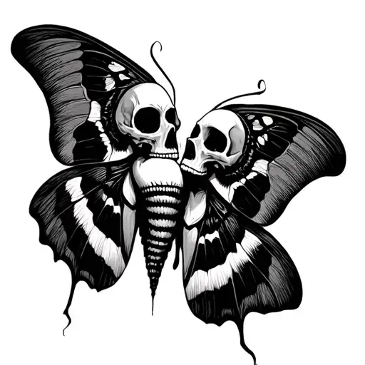 Death Moth Skulls Kissing Inside