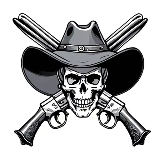 Cowboy Hat With Crossed Pistols And Skull