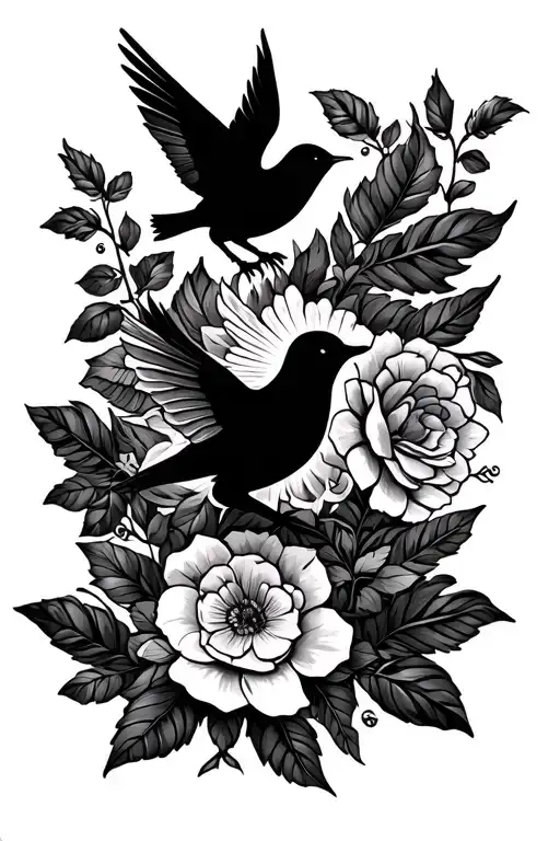 Outer Arm Wrap Around Tattoo That Subtly Showcases Irish Heritage With Floral And Birds