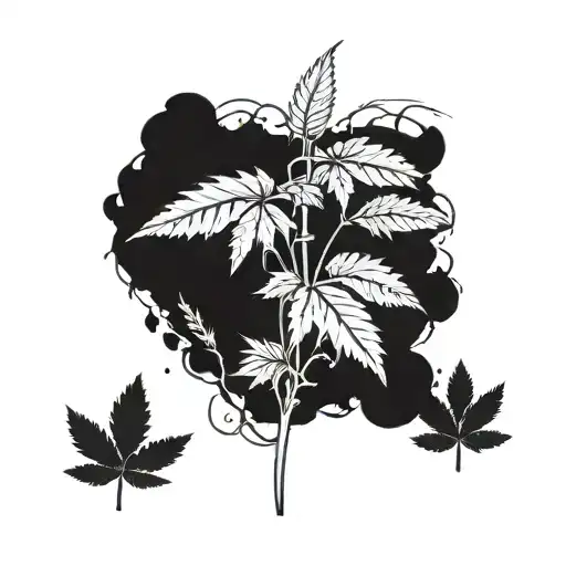 Design A Tattoo Of A Cannabis Plant Growing In An Old School Alleyway