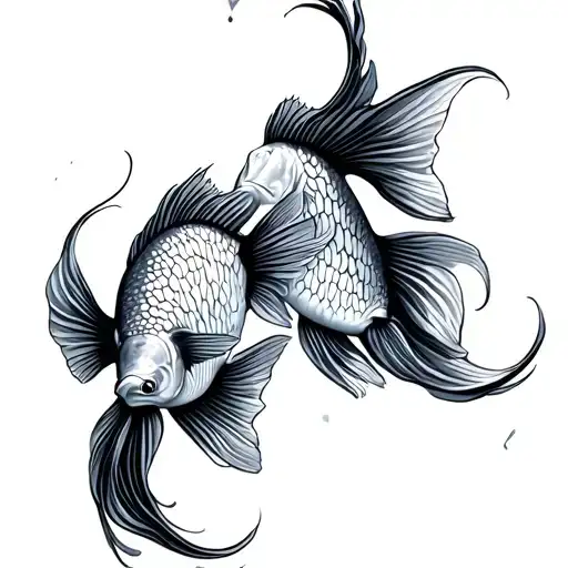 Two Coi Fish Swimming In A Circle