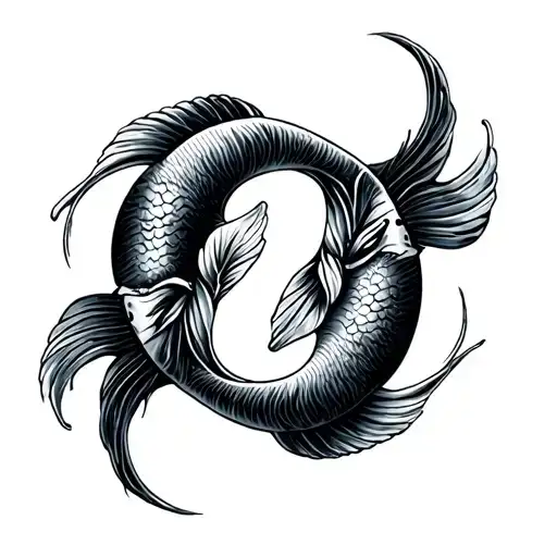 Two Coi Fish Swimming In A Circle Yin Yang Symbol Made