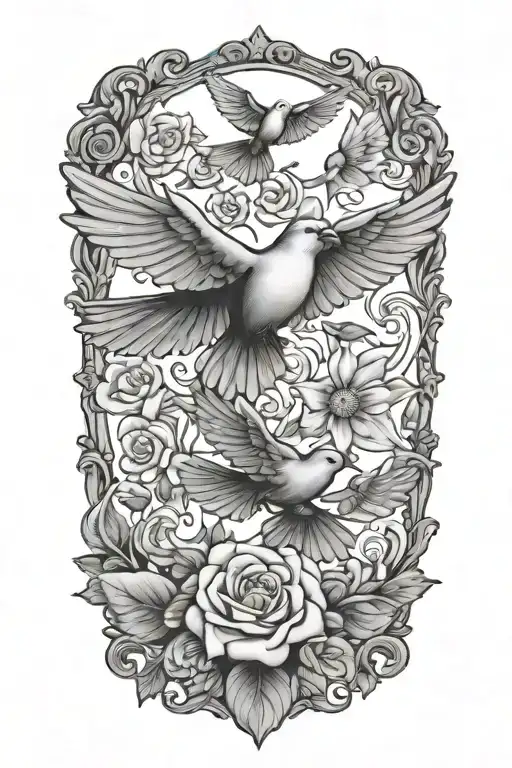 Lacy Marie Doves Flying Towards