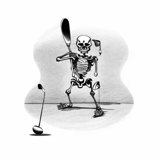 Skeleton Golfer With Golf Club