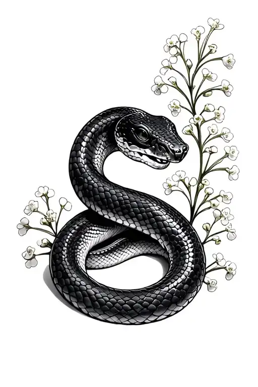 Snake Wrapped With Babies Breath