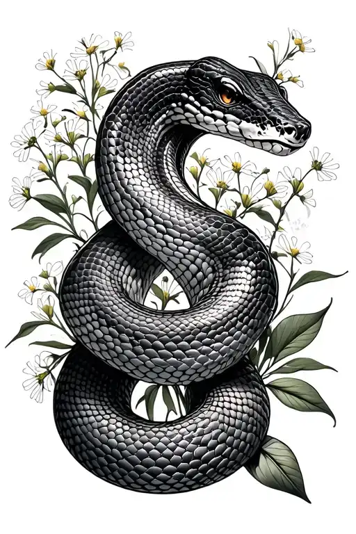 Snake Wrapped With Babies Breath