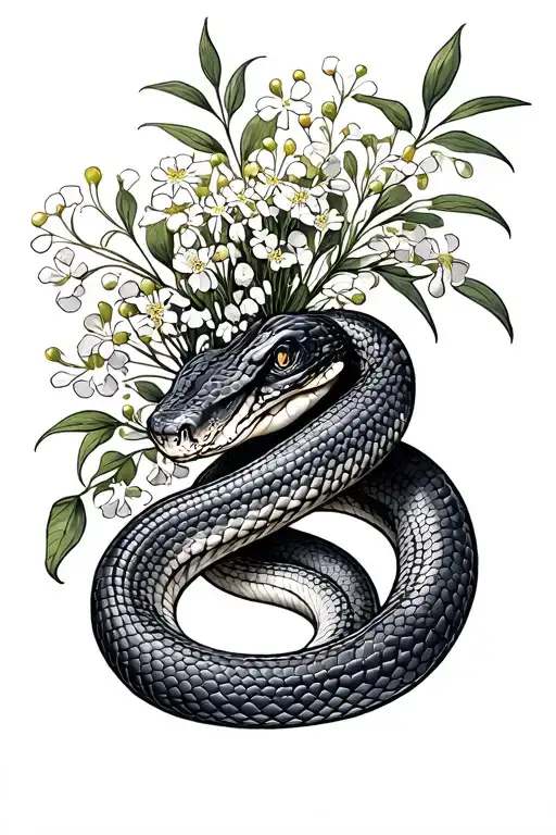 Snake Wrapped With Babies Breath