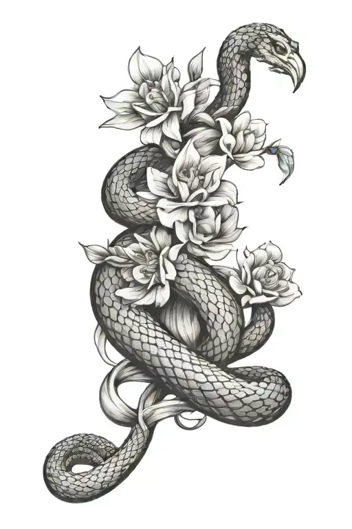 Bunch Of Flowers Wrapped In A Snake Coiled