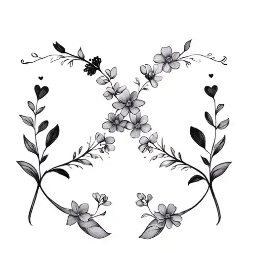 Kids Initials Incorporated With Hearts Infinity Symbol Flowers