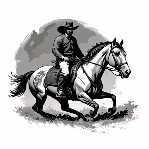Cowboy Riding A Horse With Winchester